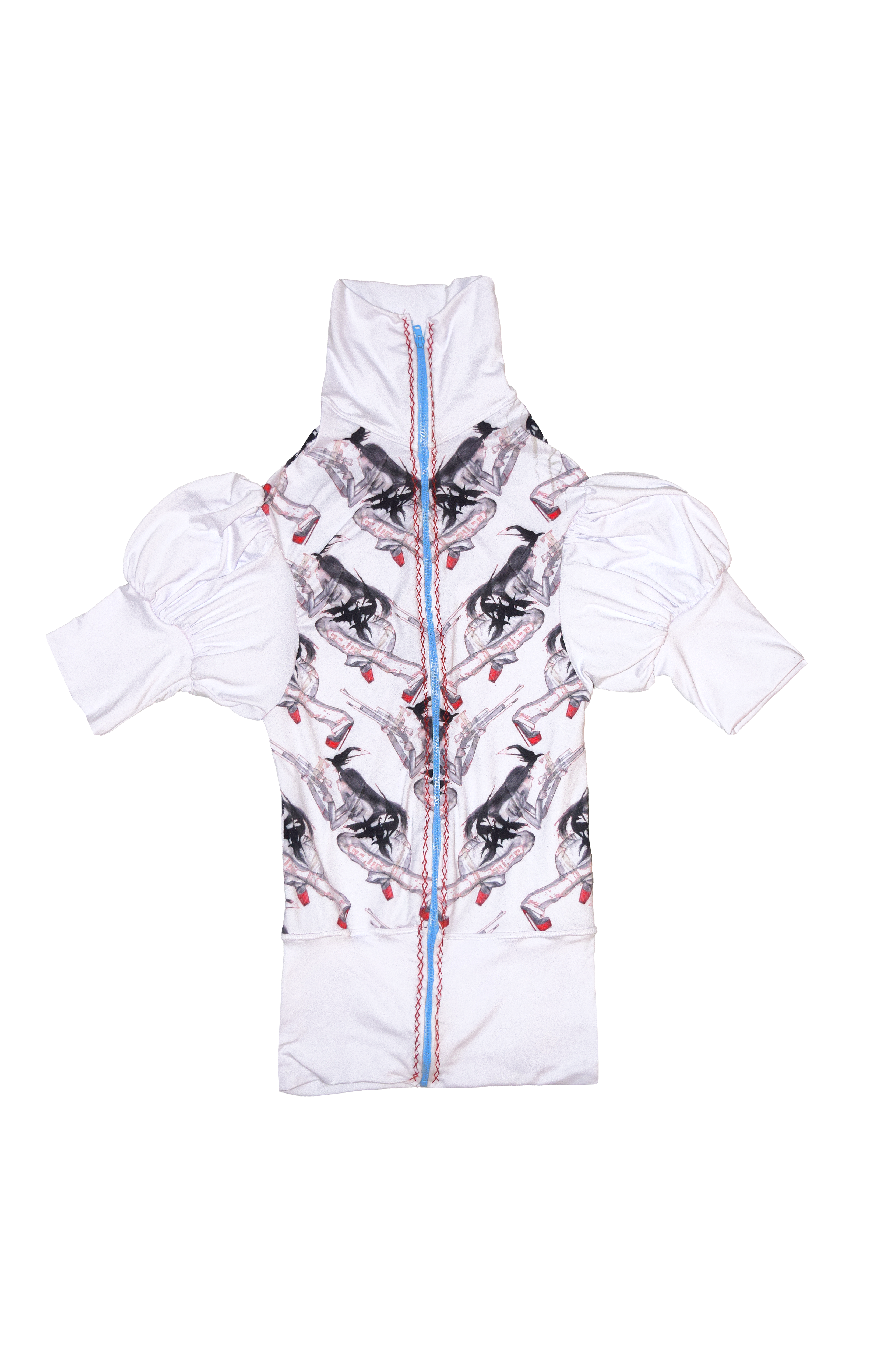 *apex predator* SHORT PUFF SLEEVE TURTLENECK ZIP-UP (MADE-TO-ORDER)